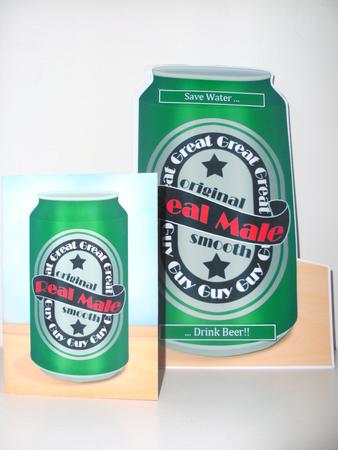 Real Male Beer Can Shaped Card with Decoupage by Christine Sutton