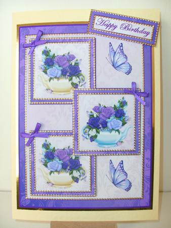 Three Squares - Teapots Full of Roses by Christine Sutton