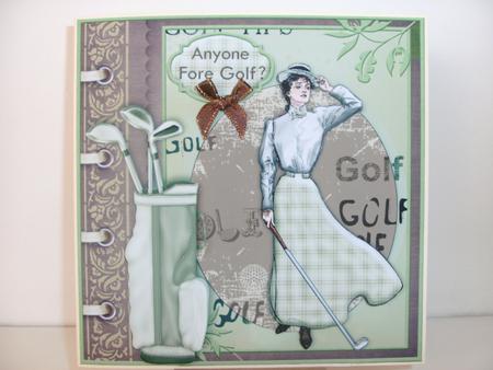 Vintage Lady Golfer Card Topper & Decoupage by Christine Sutton