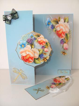 English Rose No Hole Fold Back Card Mini Kit by Christine Sutton