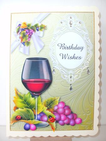 Red Wine Glass & Bow - Quick Card Front by Christine Sutton