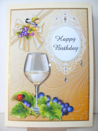 White Wine Glass & Bow - Quick Card Front by Christine Sutton