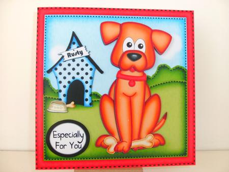 Rusty Dog Quick Card & 3D Decoupage by Christine Sutton