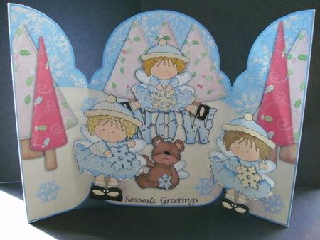 A5 Gatefold Pop Up Christmas Snow Fairies Part 2 by Christine Sutton