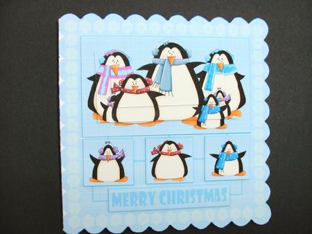 Christmas Penguins Scalloped Edge Card by Christine Sutton