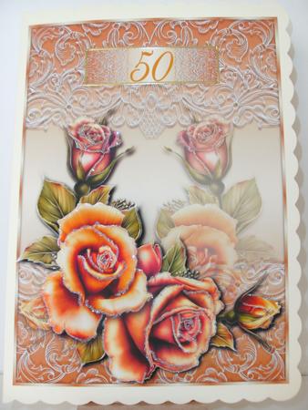 Golden Roses/ 50 Anniversary on French Lace by Christine Sutton
