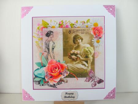 Hearts & Rose Birthday Vintage Wish & Decoupage by Christine Sutton