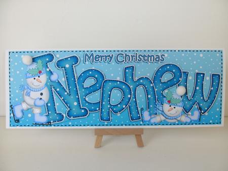 Large Dl Xmas Nephew Quick Card 3D Decoupage by Christine Sutton