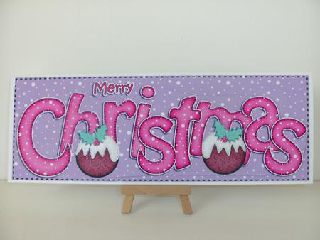 Large Dl Merry Christmas Quick Card 3D Decoupage by Christine Sutton