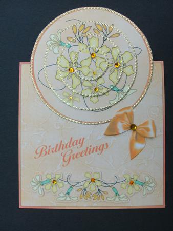Primroses - Vertical Foldback Card with Stacker & Decoupage by Christine Sutton