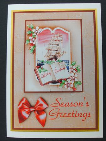 The Christmas Ship - Vintage Card Front with Corner Stacker by Christine Sutton