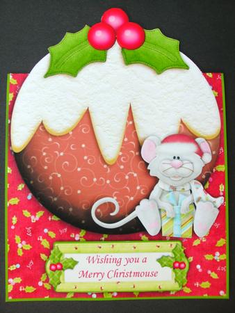 Christmas Pudding Over the Edge Card and Decoupage by Christine Sutton