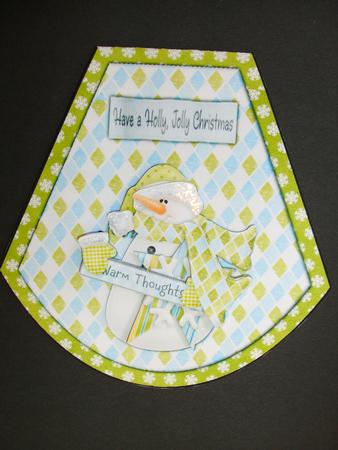 Warm Thoughts Christmas Snowman Wobble Card with Decoupage by Christine Sutton
