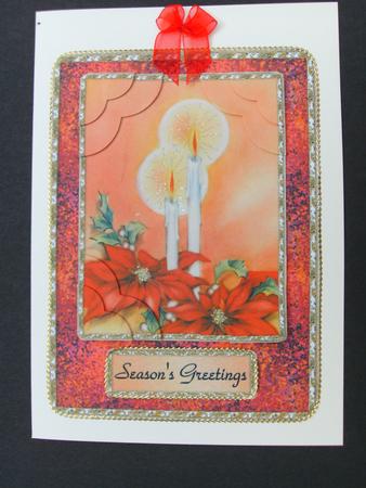 Glitter, Candles & Poinsettias - Quadro Duo Card Front by Christine Sutton
