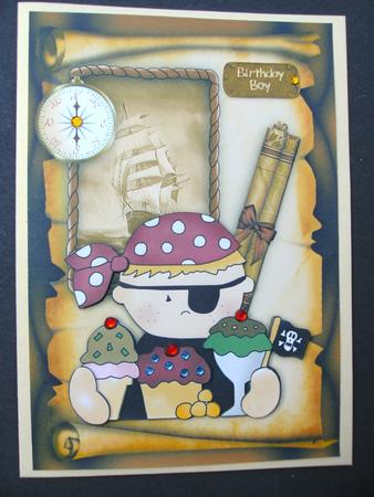 Pirate Birthday Boy Card Front and Decoupage by Christine Sutton