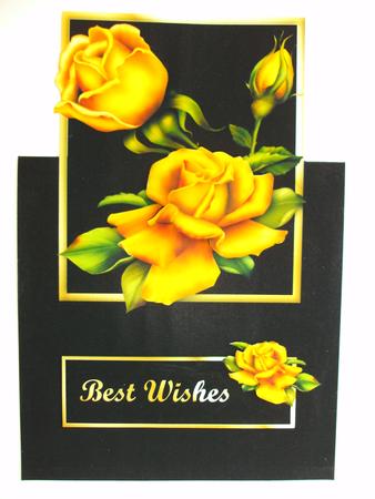Golden Roses Over the Edge Decoupage Card by Christine Sutton