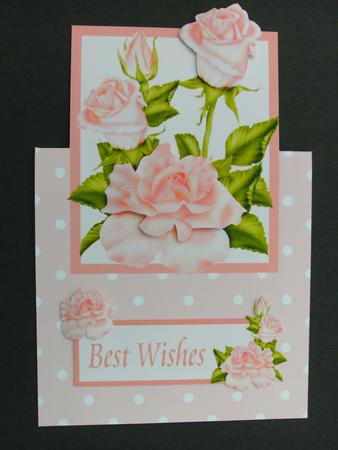 Pink Roses Over the Edge Decoupage Card by Christine Sutton