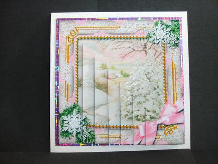 Christmas Stream Snow 5in Square One Corner Stacker by Christine Sutton