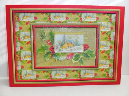 Christmas Scene & Holly Quick Card by Christine Sutton