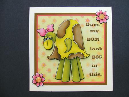 Does My Bum Look Big Decoupage Card Front by Christine Sutton