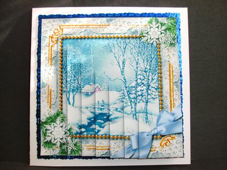 Blue Winter Walk Snow 5in Square One Corner Stacker by Christine Sutton