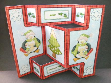 Penguin Heart Tri Fold Shutter Card by Christine Sutton