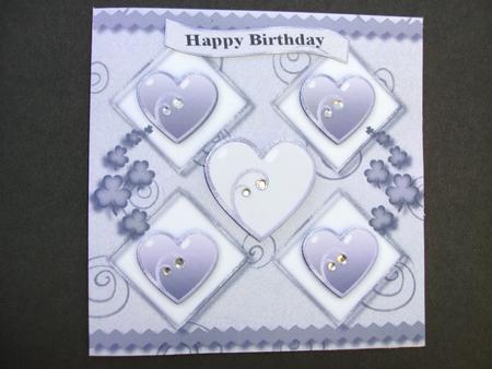 Purple Birthday Hearts Card by Christine Sutton