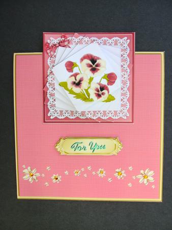 Pansy on Lace Easy Over the Edge Card N Spiral Pyramid by Christine Sutton
