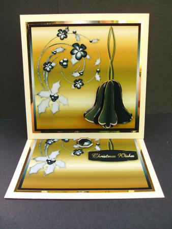 3D Christmas Bell Embellishment in Black and Gold by Christine Sutton