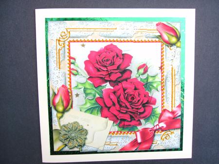 Christmas Roses 5in Scallop Triangle Corner Stacker by Christine Sutton