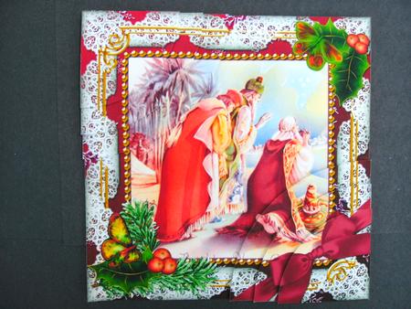 Three Kings Holly 6 Inch Duo Corner Stack Card Front by Christine Sutton