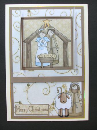 Open the Door! Nativity with Shepherd Card by Christine Sutton