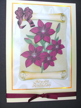 Dark Red Flowers, on a Scroll by Christine Sutton