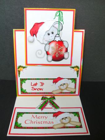 Cute Mouse Christmas Easel Card by Christine Sutton