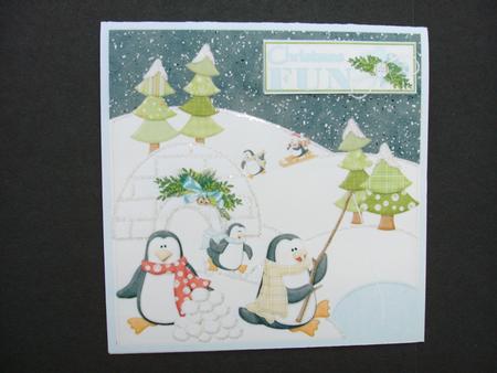 Christmas Fun Penguins at Play Top Fold Card by Christine Sutton