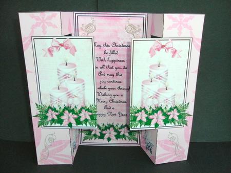 Pink Pointsettia Double Fold Back Card by Christine Sutton