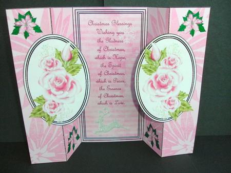Christmas Roses Double Fold Back Card by Christine Sutton