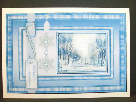 A Snowy Christmas Eve Card Front and Pyramid Topper by Christine Sutton