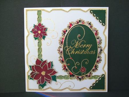 Oval Scalloped Frame & Poinsettias Large Card Topper 1 by Christine Sutton