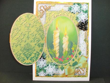 Christmas Candle Duo Snow A5 Locket Card Front by Christine Sutton