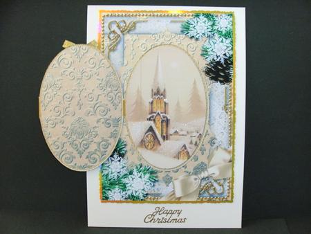 Christmas Steeple Snow A5 Locket Card Front by Christine Sutton