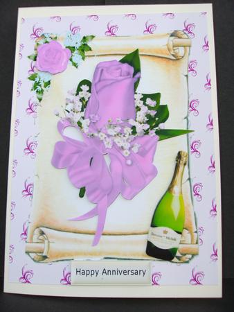 Pink Rose on a Scroll, with Champagne by Christine Sutton