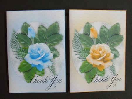 1xblue 1xgold Rose Thank You Notelets by Christine Sutton
