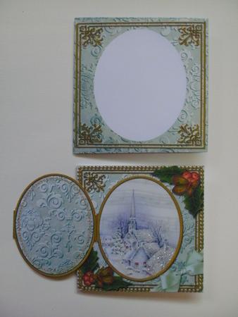 Blue Church Holly Mini Locket Card Envelope All in One by Christine Sutton