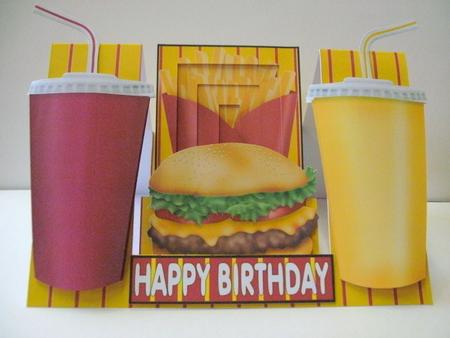 Birthday Burger & Chips stepper card kit by Christine Sutton
