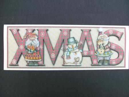 Painted Santas and Snowman Xmas Large Dl Card Front with Dec by Christine Sutton