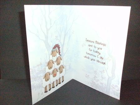 Sheep Christmas Insert 'seasons Bleetings' by Christine Sutton