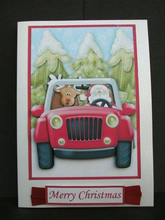Santa in His Jeep Topper and Decoupage for Men by Christine Sutton