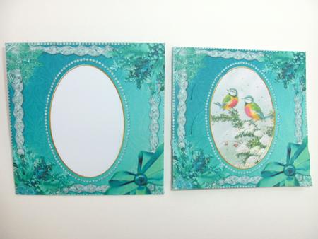 Blue Tits Ice Card Envelope Scallop Bottom Stacker Aio by Christine Sutton