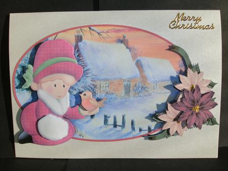 Country Girl and Robin Christmas Decoupage by Christine Sutton